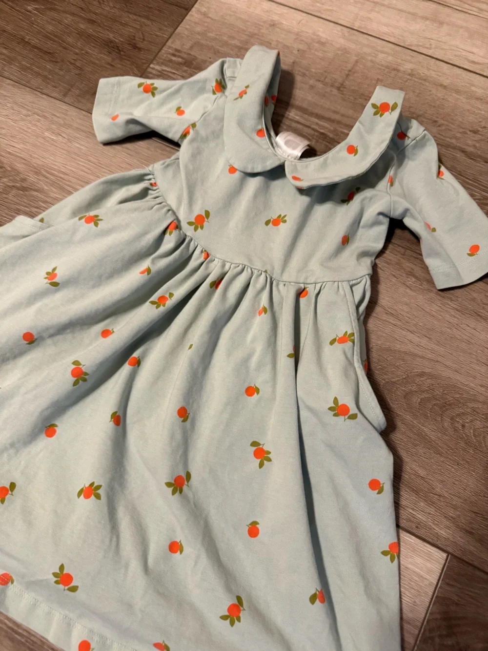 Hanna Andersson Mint Green Dress with Orange Print